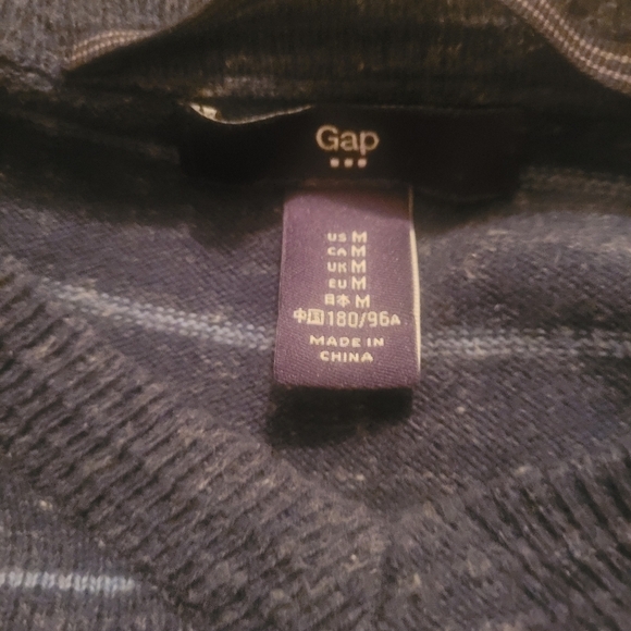 Gap Mens Blue V Neck Striped Sweater M - Picture 5 of 5